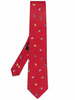 Шелковый галстук с вышитым логотипом ETRO. Цвет: красный