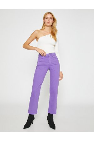 Джинсы с расклешенной талией и высокой - Victoria Crop Jean , фиолетовый Koton