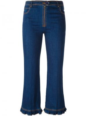Укороченные джинсы с оборками Manoush. Цвет: синий