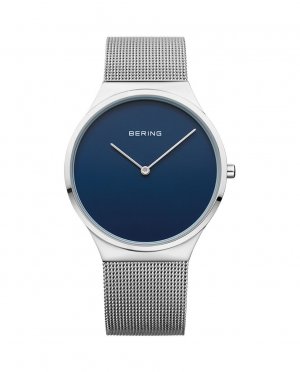 12138-007 CLASSIC Женские часы с синим циферблатом и серебряным сетчатым ремешком, синий Bering