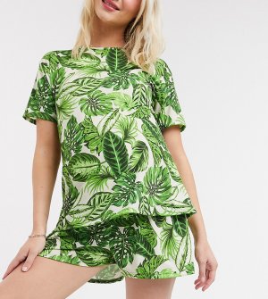 Зеленые шорты от пижамы с пальмами ASOS DESIGN Maternity-Многоцветный Maternity