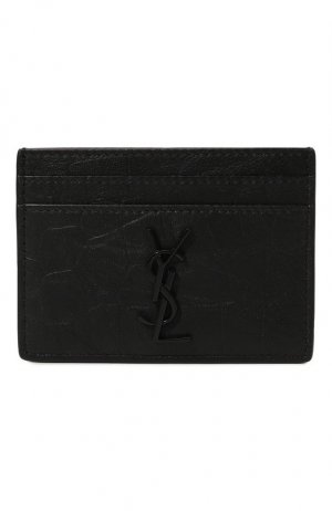 Кожаный футляр для кредитных карт с тиснением Saint Laurent. Цвет: чёрный