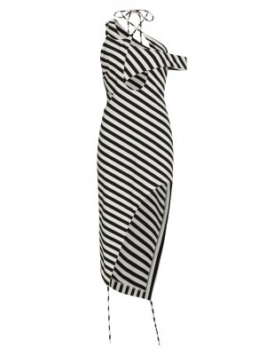 Полосатое асимметричное платье-миди , черный Monse