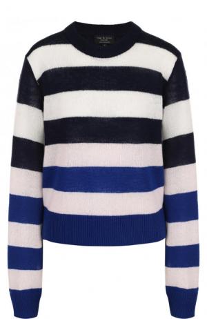 Кашемировый пуловер в полоску с круглым вырезом Rag&Bone. Цвет: синий