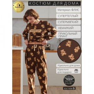 Пижама , размер S(44), коричневый Indefini. Цвет: коричневый