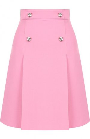 Однотонная мини-юбка из смеси шерсти и шелка Gucci. Цвет: розовый