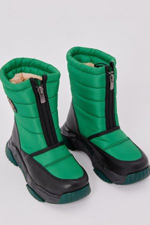 Детские светло-зеленые удобные спортивные зимние ботинки унисекс с застежкой-молнией на передней части подошвы и мехом внутри TONNY BLACK