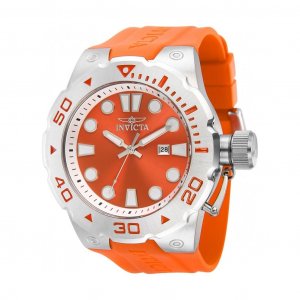 Мужские часы Invicta Pro Diver с силиконовым ремешком, кварцевые оранжевым циферблатом 36997 100M