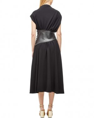 Платье Crepe Asymmetrical Dress with Leather Wai Proenza Schouler