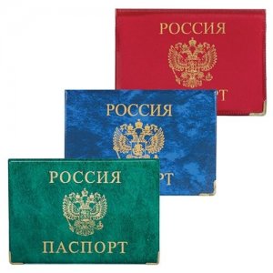 Обложка для паспорта , золотой Россия. Цвет: серый