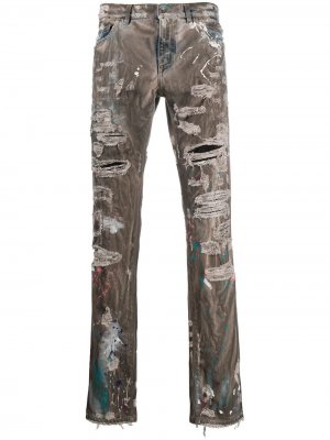 Прямые джинсы с эффектом потертости Dolce & Gabbana. Цвет: серый