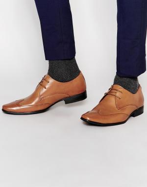 Строгие коричневые туфли на шнуровке Front. Цвет: рыжий