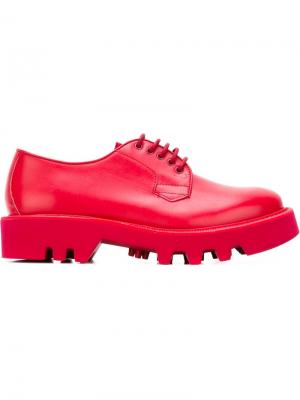 Ботинки на шнуровке с ребристой подошвой Leather Crown. Цвет: красный
