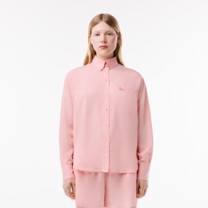 Блузы и рубашки Женская рубашка с нагрудным карманом Lacoste. Цвет: розовый