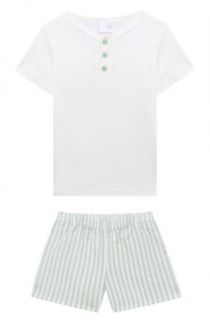Хлопковая пижама Amiki Children. Цвет: зелёный