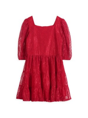Кружевное платье А-силуэта для девочек, красный Zac Posen