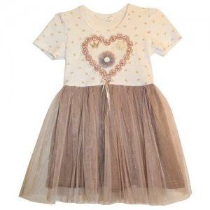 Детское Платье сердце для маленьких принцесс SA3221 104-110cm RusUp. Цвет: серый