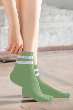Полосатые теннисные носки для колледжа унисекс, 2 шт. , зеленый Black Deer