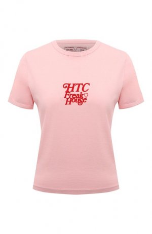 Хлопковая футболка HTC. Цвет: розовый