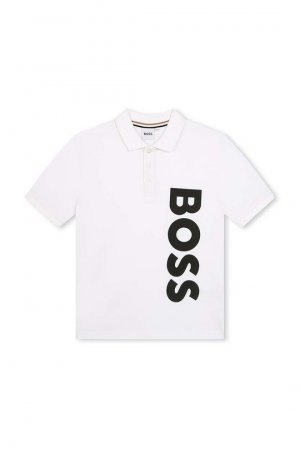 Boss Детская хлопковая рубашка-поло, белый