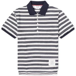 Рубашка поло Striped Linen, темно-синий, белый Thom Browne