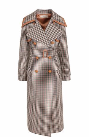 Шерстяное двубортное пальто с поясом Nina Ricci. Цвет: бежевый