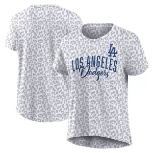Женская белая футболка больших размеров с леопардовым принтом Los Angeles Dodgers Unbranded