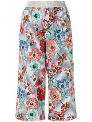 Полосатые укороченные брюки с цветочным рисунком I'M Isola Marras. Цвет: синий