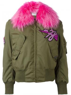 Куртка-бомбер с блестящей нашивкой Forte Couture. Цвет: зелёный