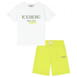 CMBICE0100J, футболка и шорты, ICEBERG, Bianco, трикотаж, мальчики, размер XL Iceberg. Цвет: зеленый/белый