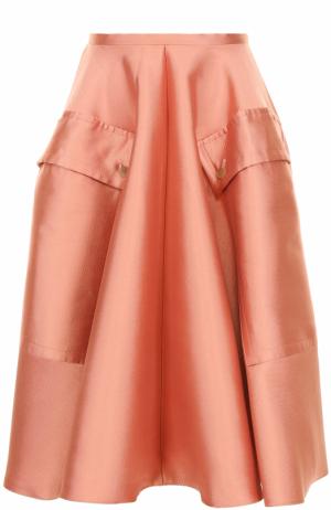 Пышная юбка-миди с накладными карманами Rochas. Цвет: розовый