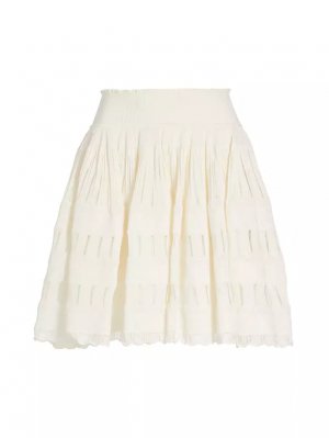 Мини-юбка из плиссированного кружева и кринолина , цвет natural Alaïa