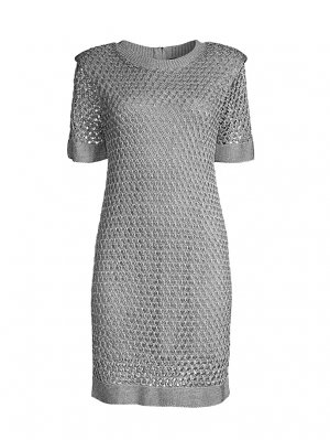 Мини-платье Sinclair с короткими рукавами металлик крючком , цвет silver Milly