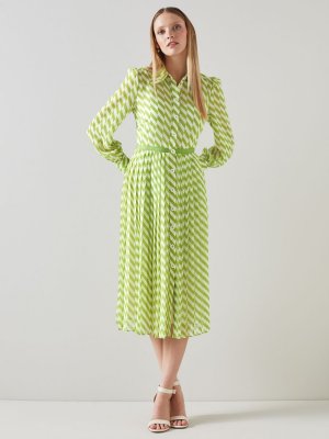 Плиссированное платье LKBennett Tallis, зеленое L.K.Bennett
