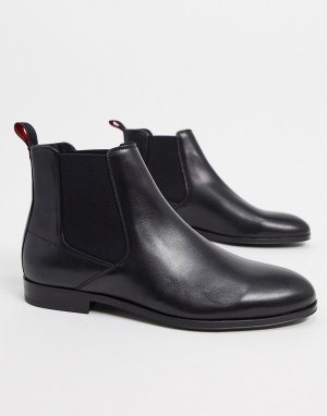 Черные кожаные ботинки челси -Черный цвет HUGO