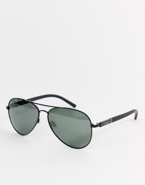 Черные солнцезащитные очки-авиаторы с поляризованными стеклами Esprit. Цвет: черный