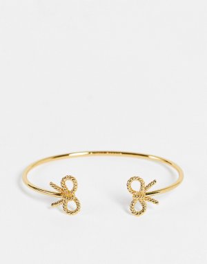 Золотистый незамкнутый браслет с бантиками в винтажном стиле Olivia Burton