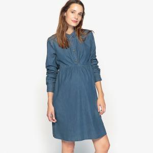 Платье из денима для периода беременности La Redoute Collections. Цвет: синий