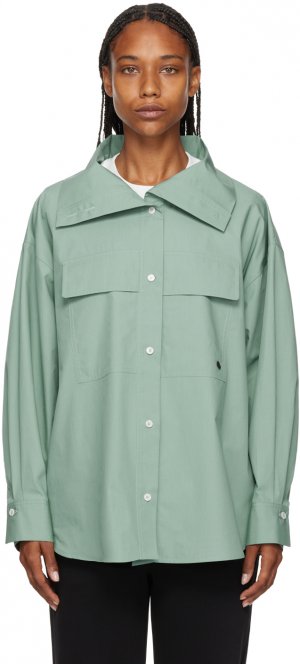 2 Зеленая рубашка с воротником-трубой Moncler 1952 Genius