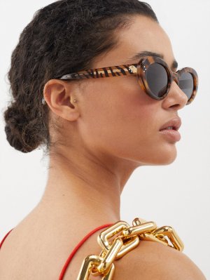 Овальные солнцезащитные очки из ацетата с тигровой полоской , коричневый Celine Eyewear
