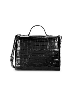 Кожаная сумка-портфель Charlotte с тиснением под крокодила , черный Karl Lagerfeld Paris