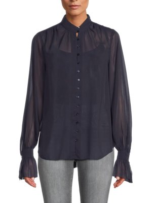 Полупрозрачная блузка Marion с рюшами L'Agence, цвет Midnight L'AGENCE