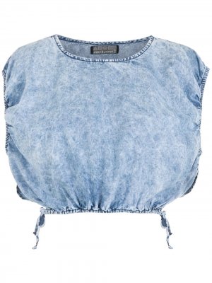 Укороченный джинсовый топ Michele Amapô. Цвет: синий