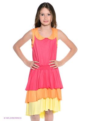 Платье MARY MEA. Цвет: фуксия, оранжевый, желтый