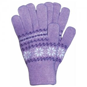 Женские зимние перчатки шерстяные с рисунком CROWN