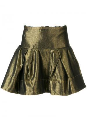 Джинсовая юбка с оборками и эффектом металлик Marques'Almeida