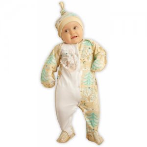 Комбинезон нательный для малыша Babyglory Зимняя сказка швы наружу (футер с начесом) бежевый 20-62. Цвет: бежевый