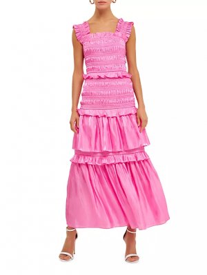 Платье макси Sheen со сборками , розовый Endless Rose