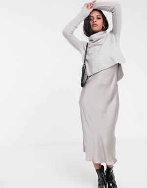 Платье-комбинация миди со съемной водолазкой tierny-Серый AllSaints
