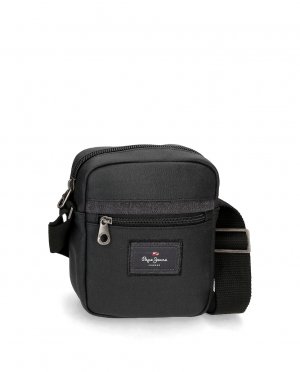 Маленькая черная мужская сумка через плечо Court с передним карманом, черный Pepe Jeans
